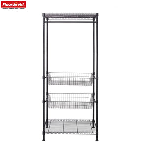 Wardrobe | Harold | Open coat rack with clothes rail & shelves | Sturdy wardrobe for bedrooms, hallways & storage rooms