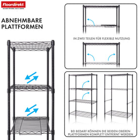 Wire shelving | Taranaki | Open metal shelving made of powder-coated steel with removable shelves
