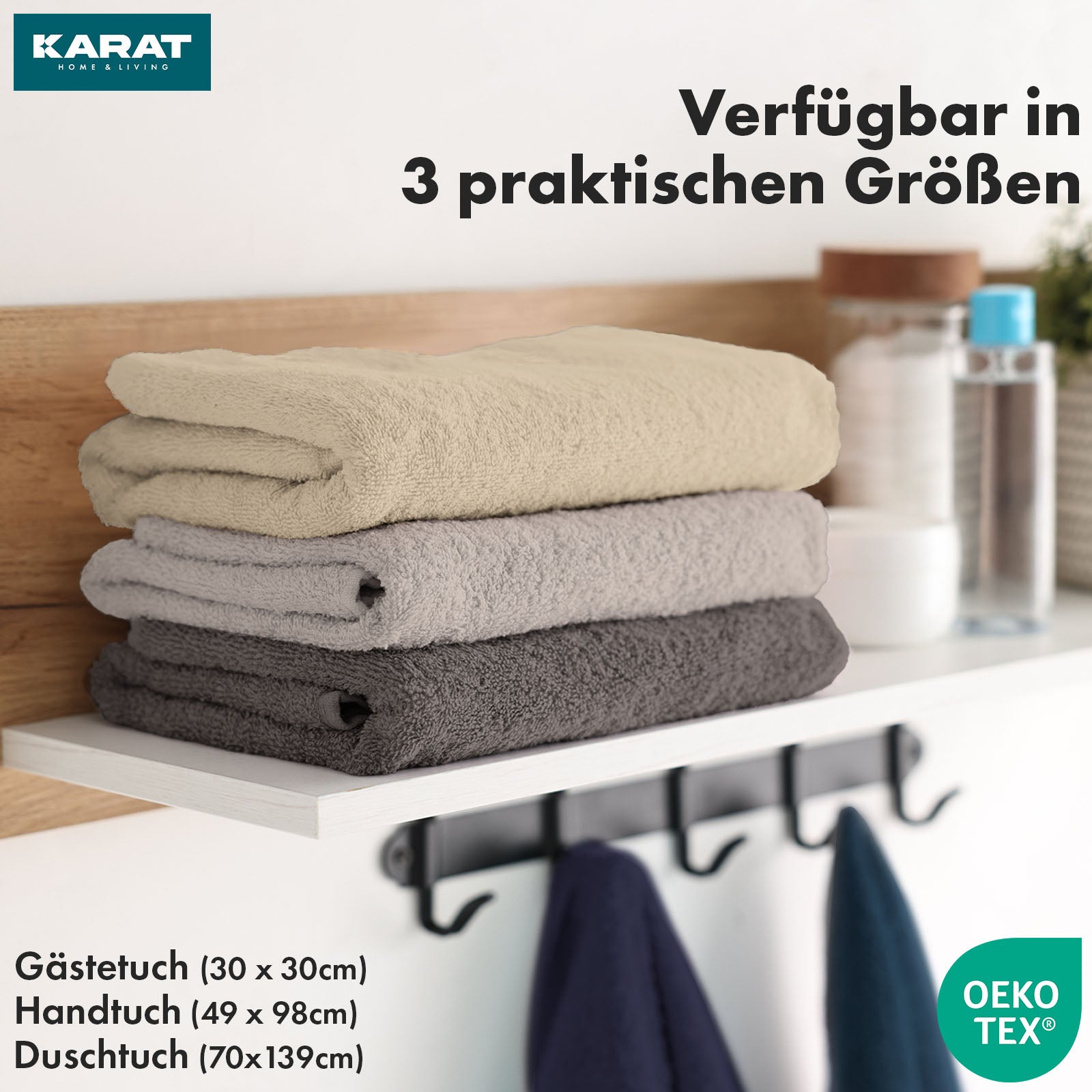 Bay towel set | 8-piece set of 100% cotton towels | 2 x bath towel, 2 x hand towel and 4 x soap cloth