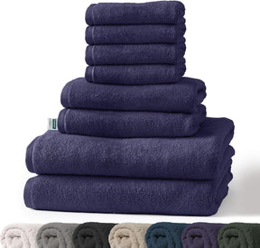 Bay towel set | 8-piece set of 100% cotton towels | 2 x bath towel, 2 x hand towel and 4 x soap cloth