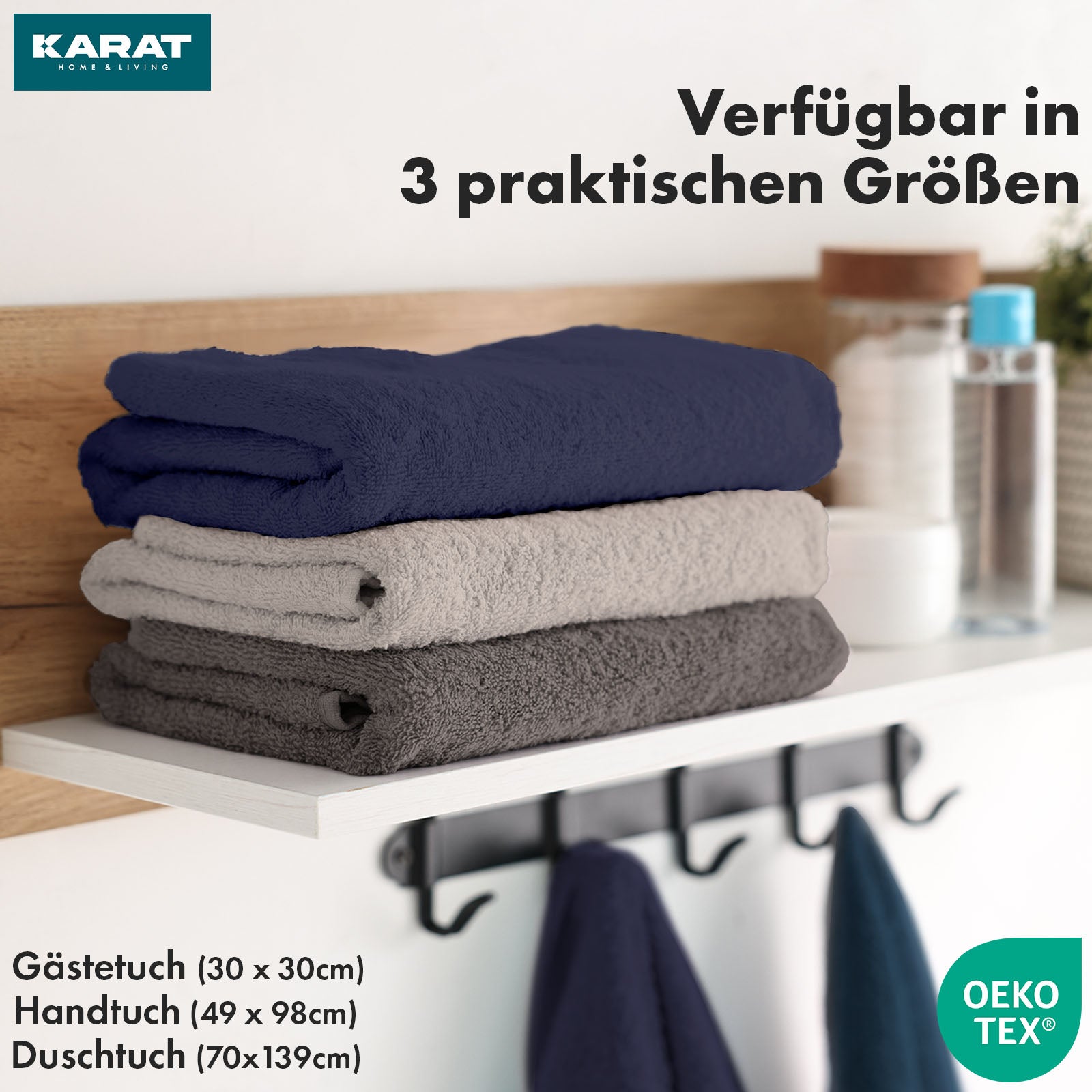 Bay towel set | 8-piece set of 100% cotton towels | 2 x bath towel, 2 x hand towel and 4 x soap cloth