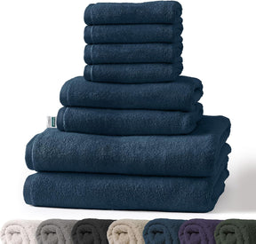 Bay towel set | 8-piece set of 100% cotton towels | 2 x bath towel, 2 x hand towel and 4 x soap cloth