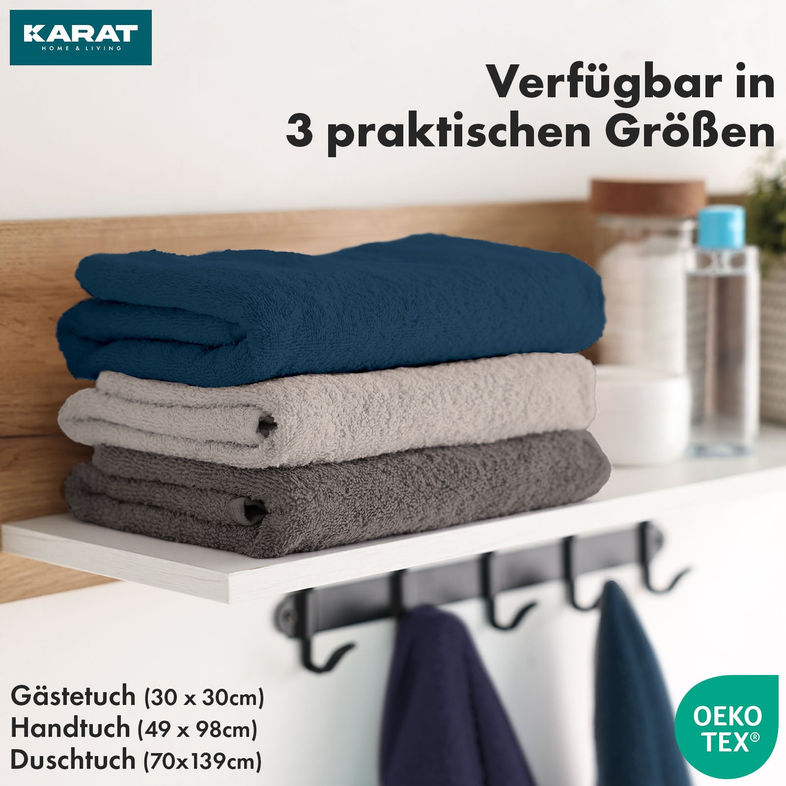 Bay towel set | 8-piece set of 100% cotton towels | 2 x bath towel, 2 x hand towel and 4 x soap cloth