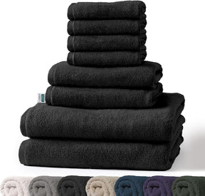 Bay towel set | 8-piece set of 100% cotton towels | 2 x bath towel, 2 x hand towel and 4 x soap cloth