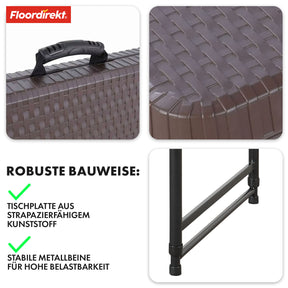 Folding table | Saga | Height-adjustable and weatherproof, ideal for garden and camping | 120 x 60 cm