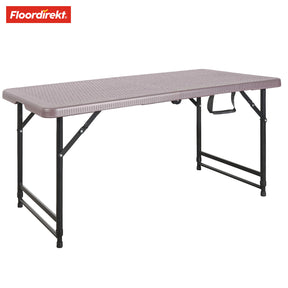 Folding table | Saga | Height-adjustable and weatherproof, ideal for garden and camping | 120 x 60 cm