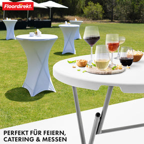 Folding table | Nagano | Round white foldable garden table | 80 cm diameter
