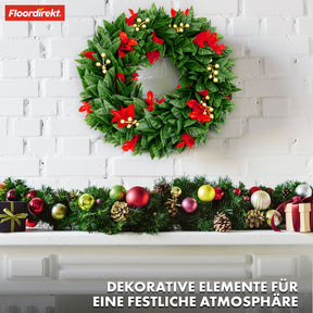 Christmas wreath | Photinia | Decorative wreath made from Photinia leaves and festive elements for your Christmas decorations