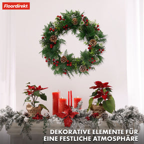 Christmas wreath | Pinecone | With pine cones, berries and festive green accents | Decorative wreath for door and wall