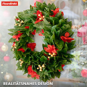 Christmas wreath | Photinia | Decorative wreath made from Photinia leaves and festive elements for your Christmas decorations