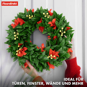 Christmas wreath | Photinia | Decorative wreath made from Photinia leaves and festive elements for your Christmas decorations