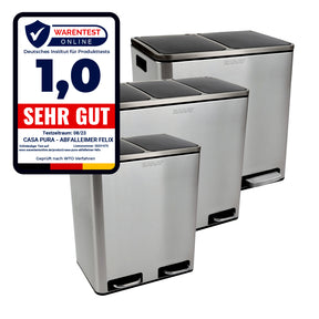 Waste Bin | Felix | Stainless Steel | Separation System | With Closing Damper