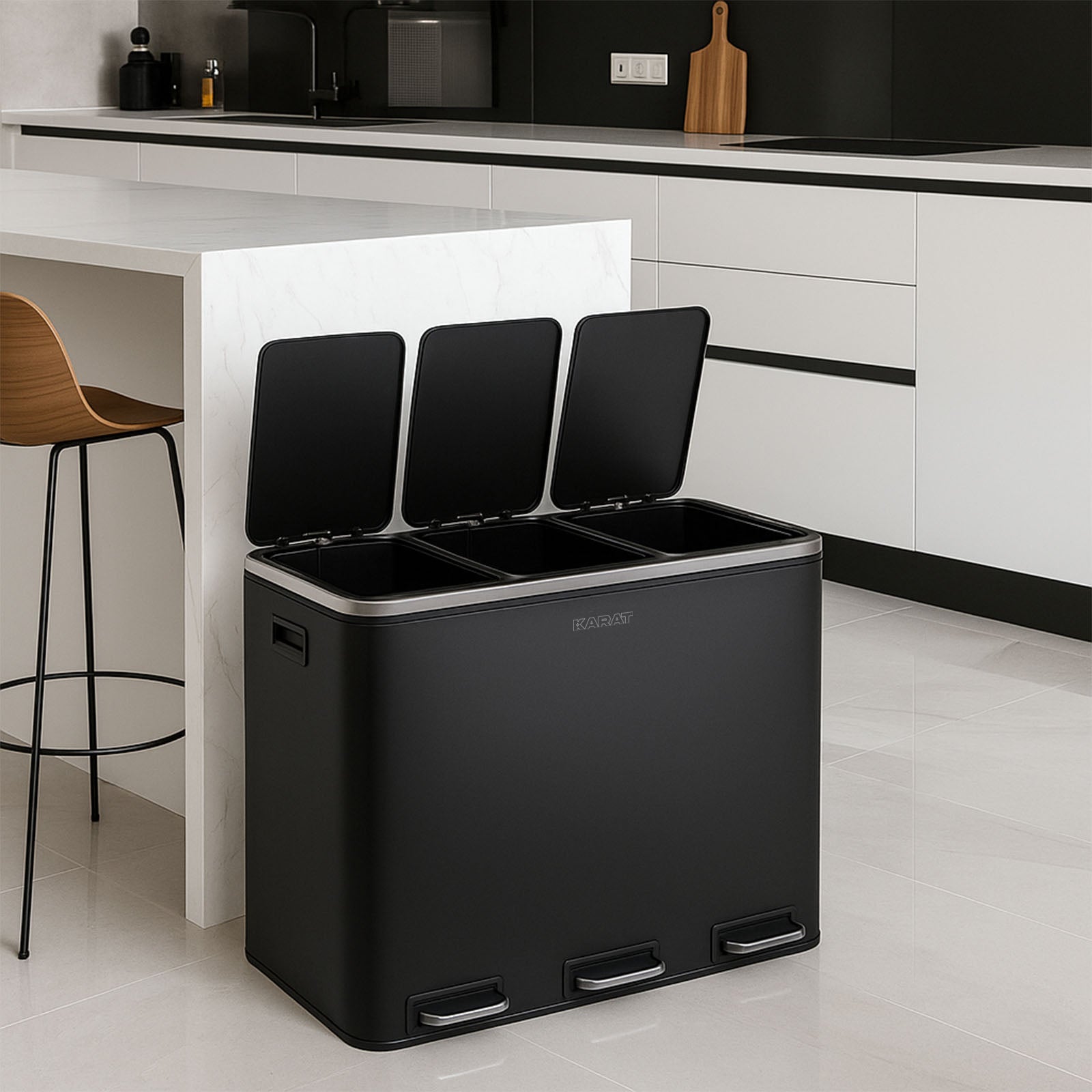 Waste Bin | Felix | Stainless Steel | Separation System | With Closing Damper