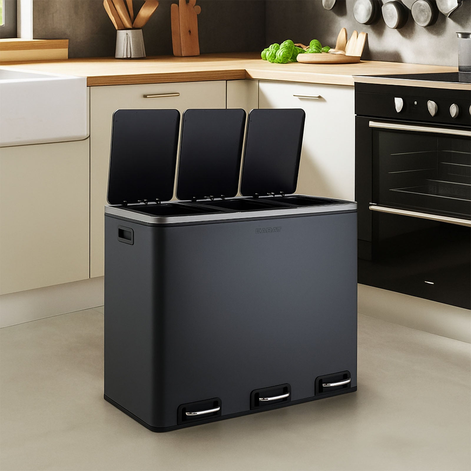Waste Bin | Felix | Stainless Steel | Separation System | With Closing Damper