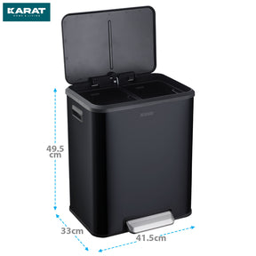 Waste bin | Jack | 30 L capacity | 2-way waste separation | soft-close & pedal | stainless steel or black