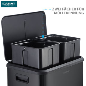 Waste bin | Jack | 30 L capacity | 2-way waste separation | soft-close & pedal | stainless steel or black