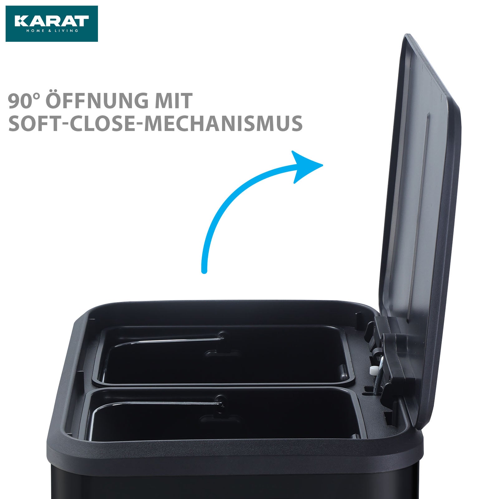 Waste bin | Jack | 30 L capacity | 2-way waste separation | soft-close & pedal | stainless steel or black
