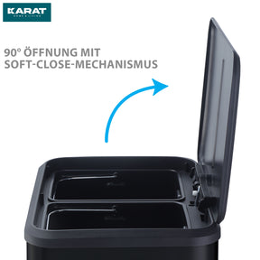 Waste bin | Jack | 30 L capacity | 2-way waste separation | soft-close & pedal | stainless steel or black