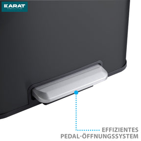 Waste bin | Jack | 30 L capacity | 2-way waste separation | soft-close & pedal | stainless steel or black
