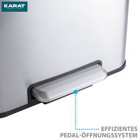 Waste bin | Jack | 30 L capacity | 2-way waste separation | soft-close & pedal | stainless steel or black