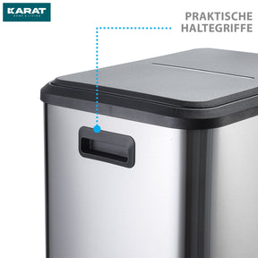 Waste bin | Jack | 30 L capacity | 2-way waste separation | soft-close & pedal | stainless steel or black