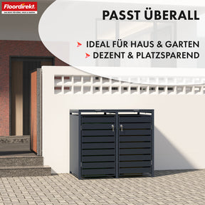 Waste bin box | Magnus | Weatherproof anthracite-coloured dustbin cladding with stainless steel frame | 1-3 doors | Suitable for 60-240 L waste bins