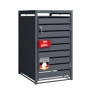 Waste bin box | Magnus | Weatherproof anthracite-coloured dustbin cladding with stainless steel frame | 1-3 doors | Suitable for 60-240 L waste bins