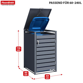 Waste bin box | Magnus | Weatherproof anthracite-coloured dustbin cladding with stainless steel frame | 1-3 doors | Suitable for 60-240 L waste bins