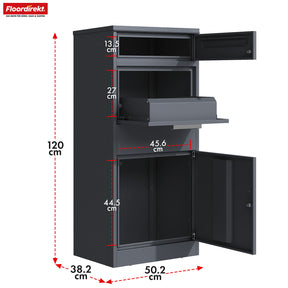 Parcel box with letterbox | Francois | Waterproof steel parcel letterbox, lockable & free-standing in anthracite