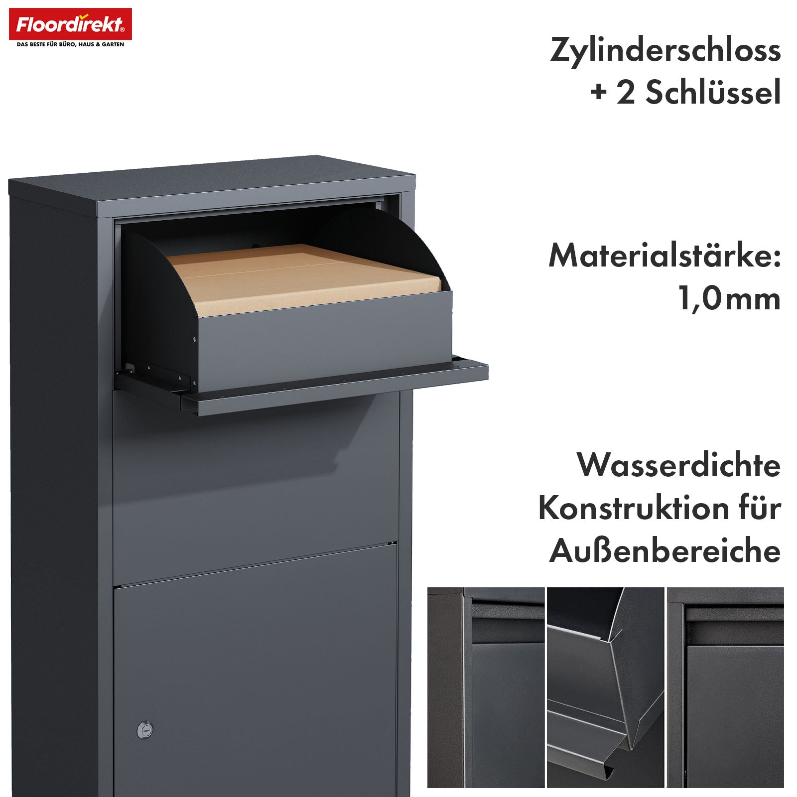 Parcel box | Clement | Practical parcel box with flap system & lock | Weatherproof & easy to assemble