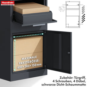 Parcel box with letterbox | Francois | Waterproof steel parcel letterbox, lockable & free-standing in anthracite