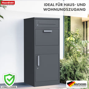 Parcel box with letterbox | Francois | Waterproof steel parcel letterbox, lockable & free-standing in anthracite