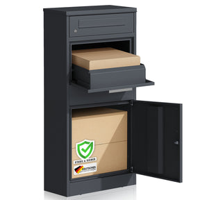 Parcel box with letterbox | Francois | Waterproof steel parcel letterbox, lockable & free-standing in anthracite