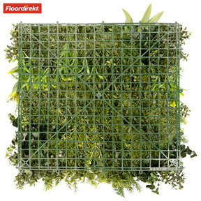 Plant wall | Rhea | Stylish wall design with green plants and white flowers | 50 x 50 cm