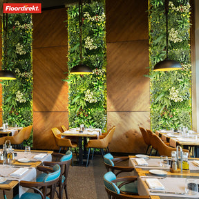 Plant wall | Rhea | Stylish wall design with green plants and white flowers | 50 x 50 cm