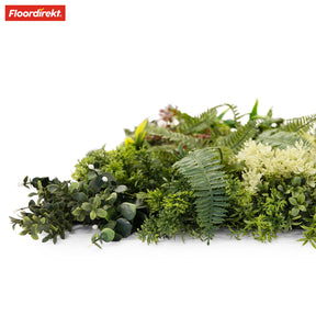 Plant wall | Rhea | Stylish wall design with green plants and white flowers | 50 x 50 cm