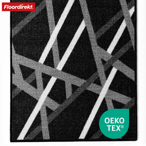 Made-to-measure carpet runner | Printed | Anthracite with stripes | Non-slip & easy-care
