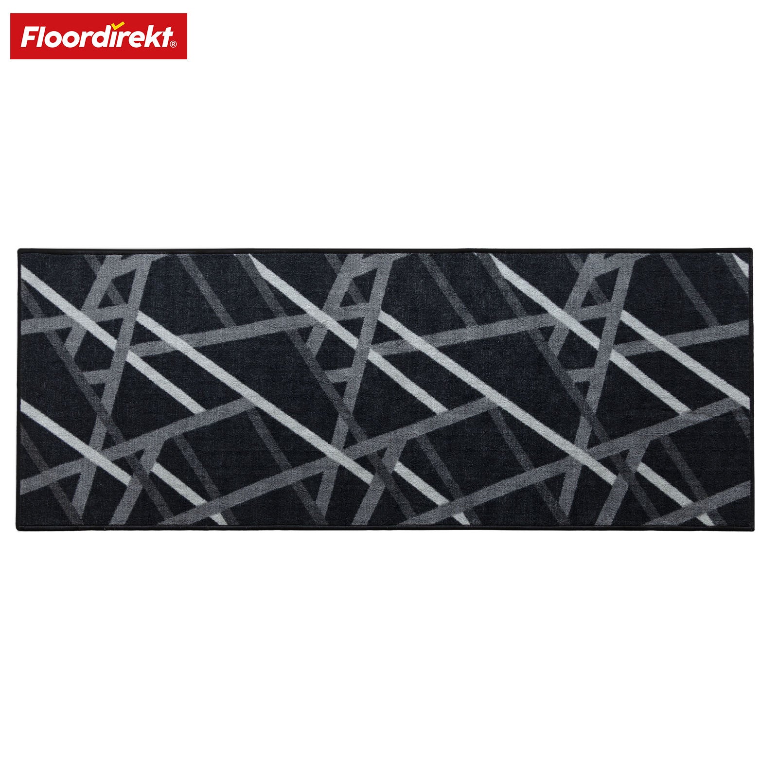 Made-to-measure carpet runner | Printed | Anthracite with stripes | Non-slip & easy-care