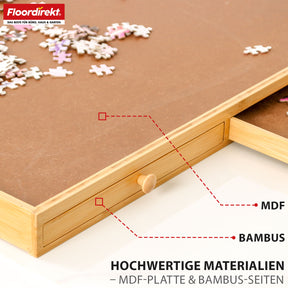 Puzzle table | Yukon | Compact puzzle base with drawers made of bamboo & MDF | For up to 1000 pieces
