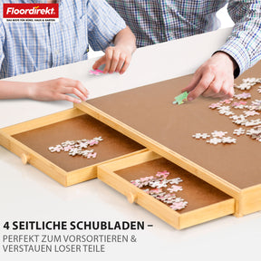 Puzzle table | Yukon | Compact puzzle base with drawers made of bamboo & MDF | For up to 1000 pieces