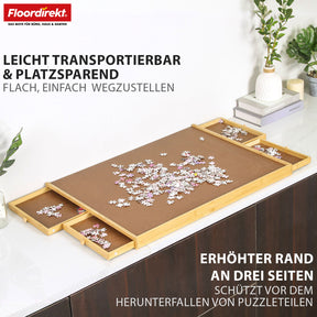 Puzzle table | Yukon | Compact puzzle base with drawers made of bamboo & MDF | For up to 1000 pieces