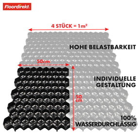 Grid | Paddock plate for ground reinforcement | Hard-wearing material | Available in two colour variants | 50 x 50 cm
