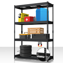 Heavy-duty shelving | Yukon Rivet | Steel shelving with mesh shelves | 250-350 kg load capacity per shelf | Various sizes & colours