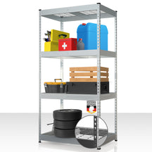 Heavy-duty shelving | Yukon Rivet | Steel shelving with mesh shelves | 250-350 kg load capacity per shelf | Various sizes & colours