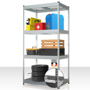 Heavy-duty shelving | Yukon Rivet | Steel shelving with mesh shelves | 250-350 kg load capacity per shelf | Various sizes & colours