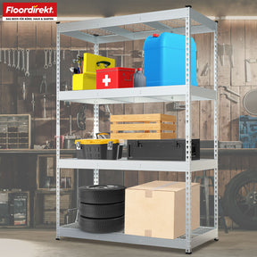 Heavy-duty shelving | Yukon Rivet | Steel shelving with mesh shelves | 250-350 kg load capacity per shelf | Various sizes & colours