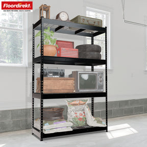 Heavy-duty shelving | Yukon Rivet | Steel shelving with mesh shelves | 250-350 kg load capacity per shelf | Various sizes & colours