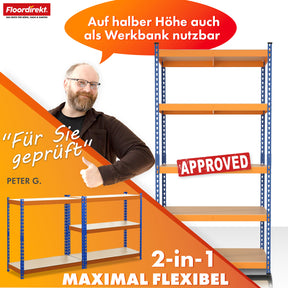 Heavy-duty shelving | Rhino | Storage shelving with 5 shelves | 1050 kg load capacity | Innovative plug-in system | In various colors & sizes