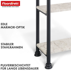 Floor-standing shelf | Charles | Modern shelf in marble look with sturdy steel construction | Available with 3 or 4 shelves