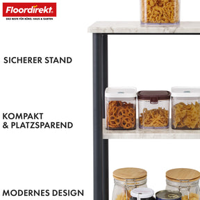 Floor-standing shelf | Charles | Modern shelf in marble look with sturdy steel construction | Available with 3 or 4 shelves